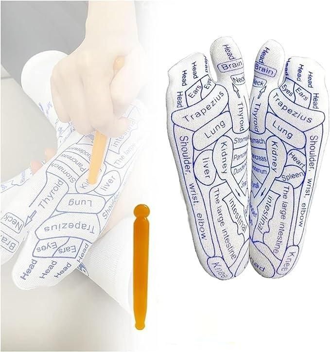 Acupressure Reflexology Set (2 socks + 1 Stick)